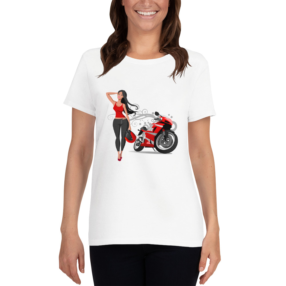 naiste valge t-särk,t-särk eesti disain,t-särk trükk,T-särk mootorratturile,mootorratturi riided