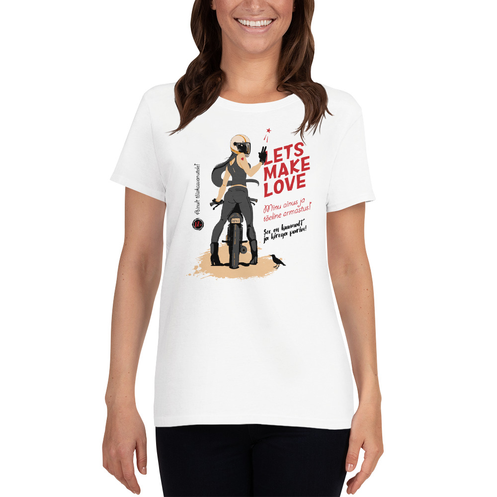 naiste valge t-särk,T-särk,mootorratturite riided